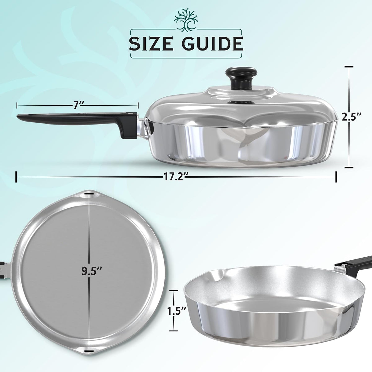 MAGNAWARE Sauté Pan with Lid - (3-4 Quart) ( 10-12 Inch)