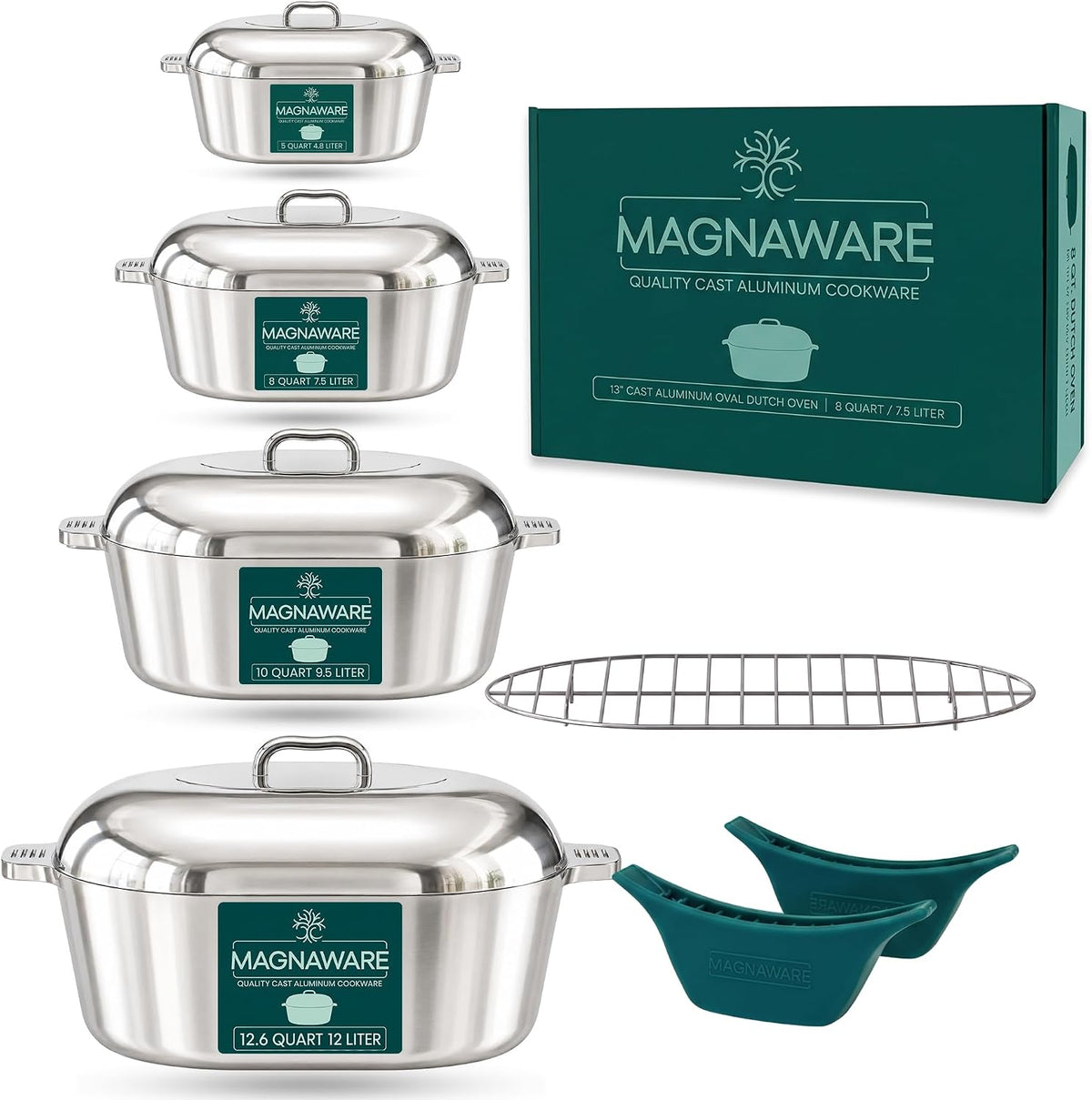Oval Dutch Oven Set – 4-Piece 11", 13", 15" & 18"