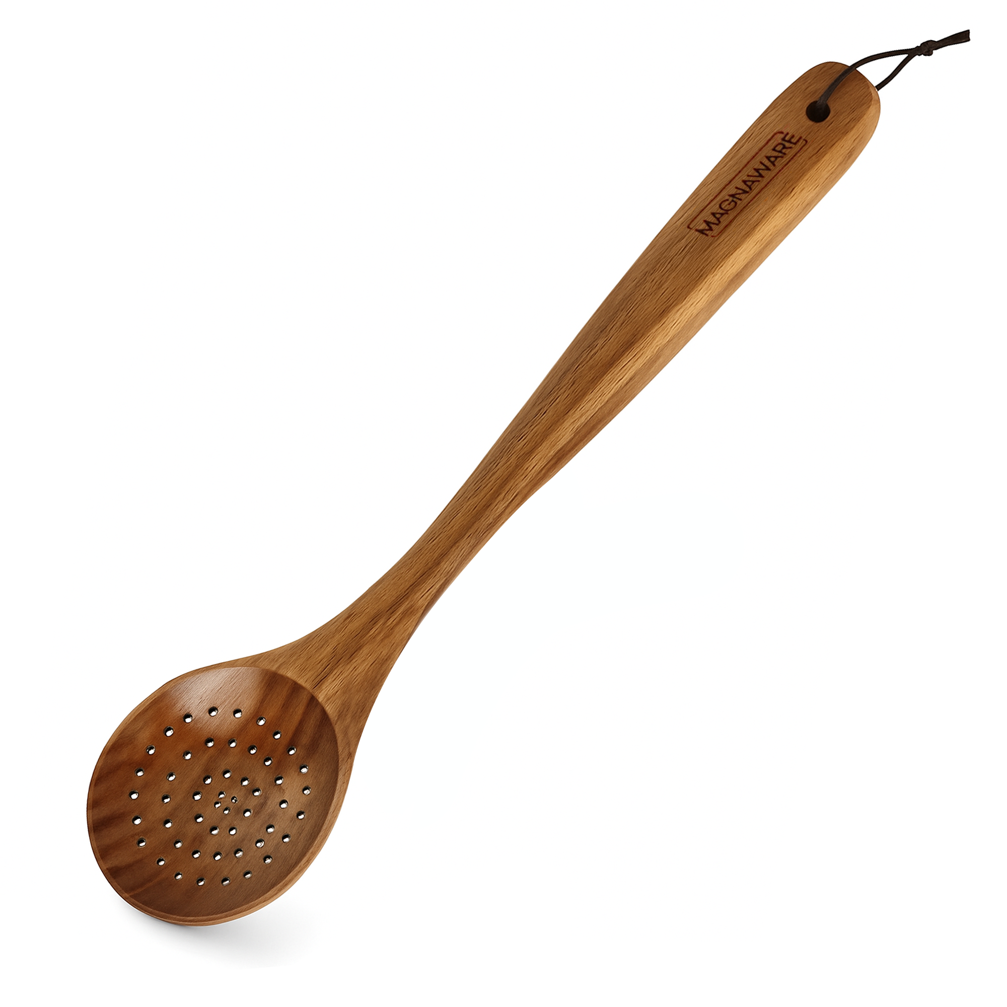 18" Acacia Wooden Holed Spoon/Slotted Spatula/Set | Cajun Cooking Utensils