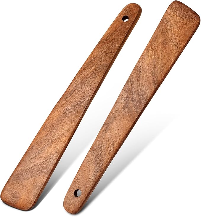 12 Inch Acacia Wood Flipper Spatula Set of 2 – Lightweight, Heat-Resistant, Safe for Non-stick – Perfect for Cooking and Serving